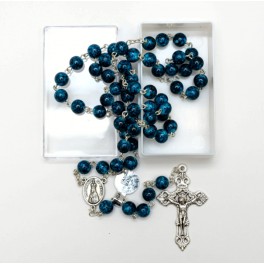 Blue Glass Beads Fatima Rosary