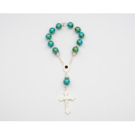 Bohemian Glass Fatima Decade - Green